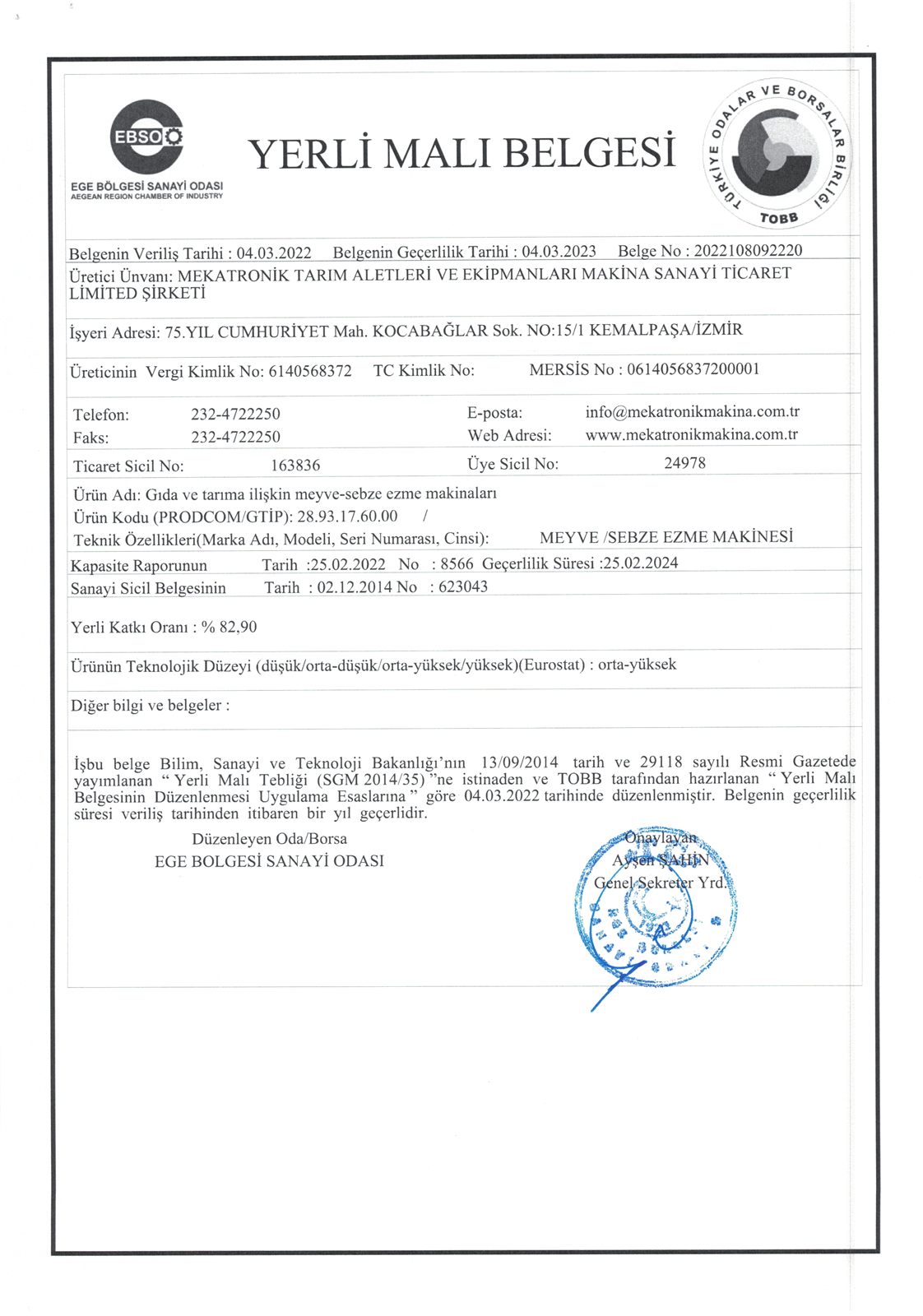 Copia escaneada del certificado Máquina de Pasta de Frutas y Verduras