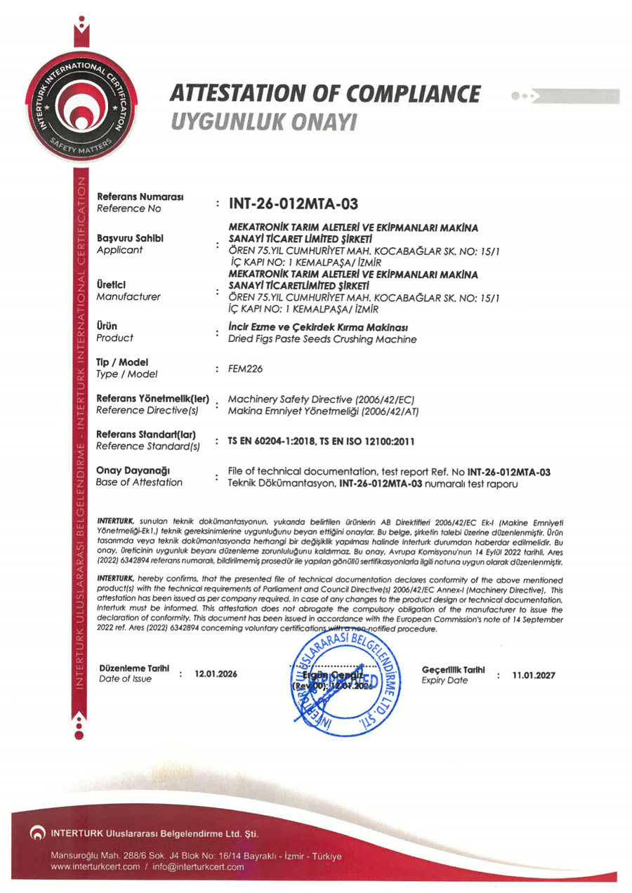Copia escaneada del certificado Máquina de pasta de higo seco y triturado de semillas